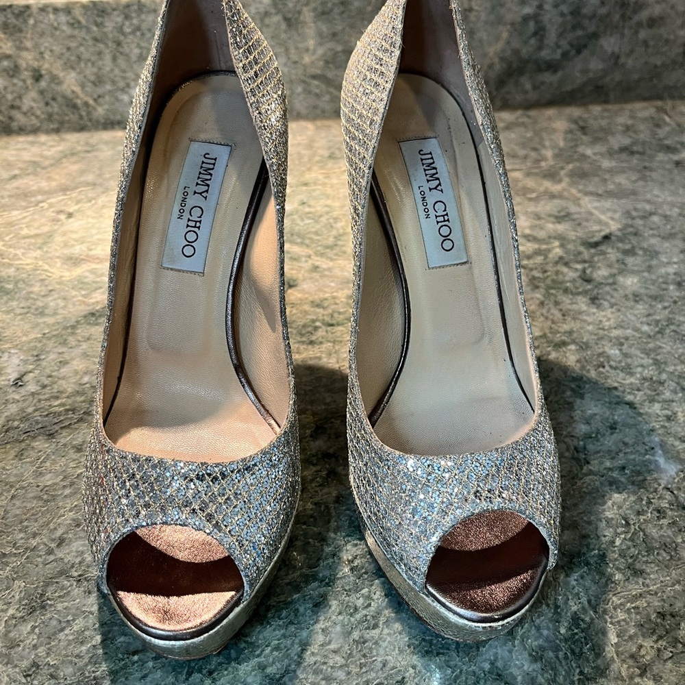 Jimmy Choo glitter fabric heels EU size 38.5 - Picture 7 of 8